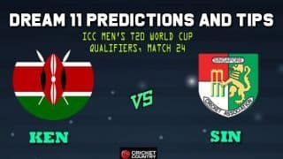 Kenya vs Singapore Dream11 Team ICC Men’s T20 World Cup Qualifiers – Cricket Prediction Tips For Today’s T20 Match 24 Group A KEN vs SIN at Dubai